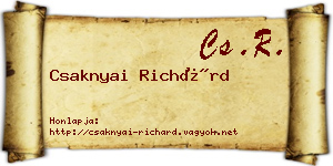 Csaknyai Richárd névjegykártya