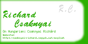 richard csaknyai business card