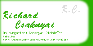 richard csaknyai business card